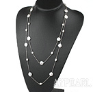 Wholesale Classic Design Natural White Coin Pearl Long Necklace