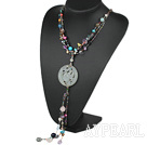 Asortate Multi Color Pearl și Crystal Y colier forma cu Jade Serpentine