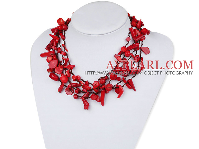 Assorted Multi Strands Red Coral Necklace