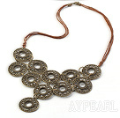 Vintage Style Bronze Necklace with Bronze Thread