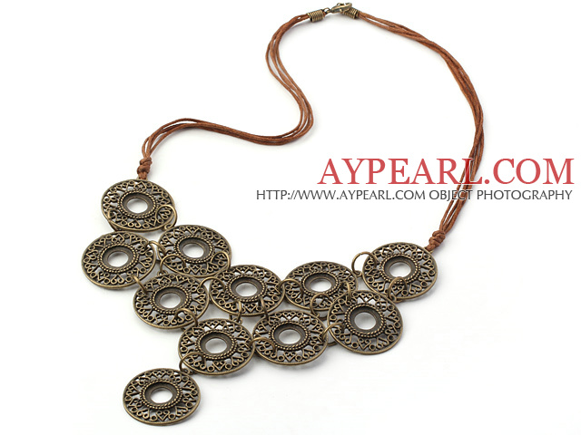 Vintage Style Bronze Necklace with Bronze Thread