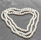 Long Style 8mm White Color Round Sea Shell Beaded Necklace