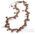 Single Strand Brown Series Brown Freshwater Pearl and Brown Cord