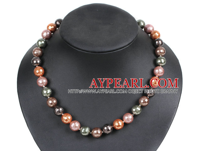 Einfach Hübsch Round Faceted Multi Color Seashell Perlen-Halsketten-