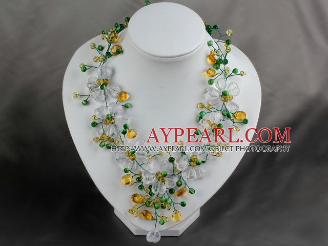 Eleganten Stil Assorted Multi Color Kristall und Cats Eye Flower Necklace