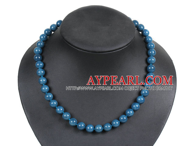 Ganska enkelt Deep Blue Round Seashell pärlor Choker Necklace