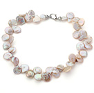 Hvit Color Uregelmessig Shape Topp Boret Freshwater Pearl Necklace