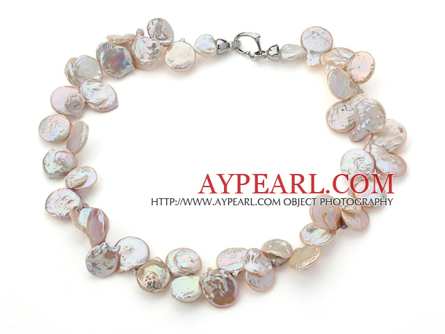 Hvit Color Uregelmessig Shape Topp Boret Freshwater Pearl Necklace