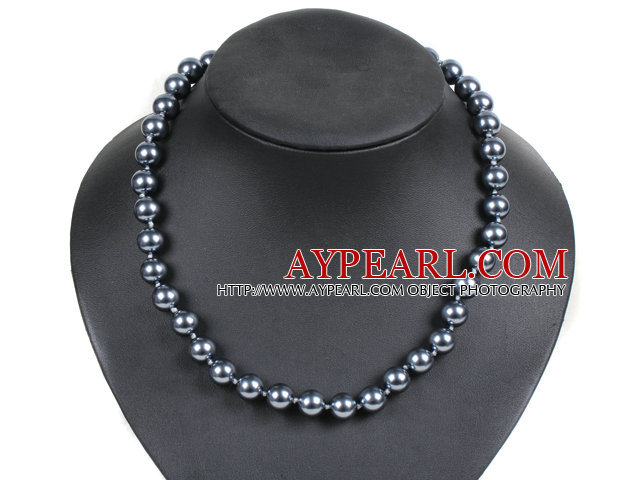 Rond noir perles de coquillage Collier assez simple Choker avec strass fermoir