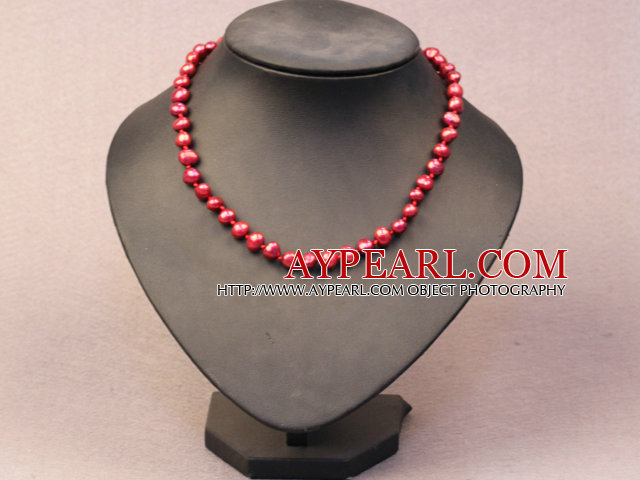 Simple Trendy Style Natural Red Potato Pearl Necklace