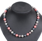 To Strands Kobber Color Coin Pearl Necklace med rund perle perler