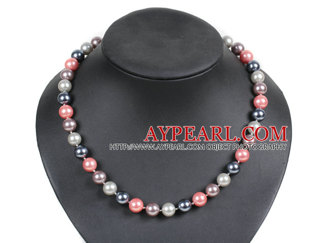 To Strands Kobber Color Coin Pearl Necklace med rund perle perler