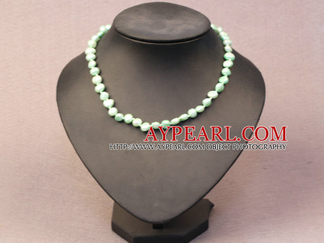 Simple Trendy Style Natural Light Green Pearl Necklace