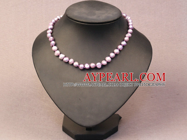 Simple Trendy Style Natural Violet Color Potato Pearl Necklace
