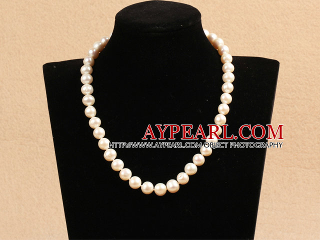 Bästa Mor gåva Graciös 10-11mm Naturliga White Pearl part Halsband