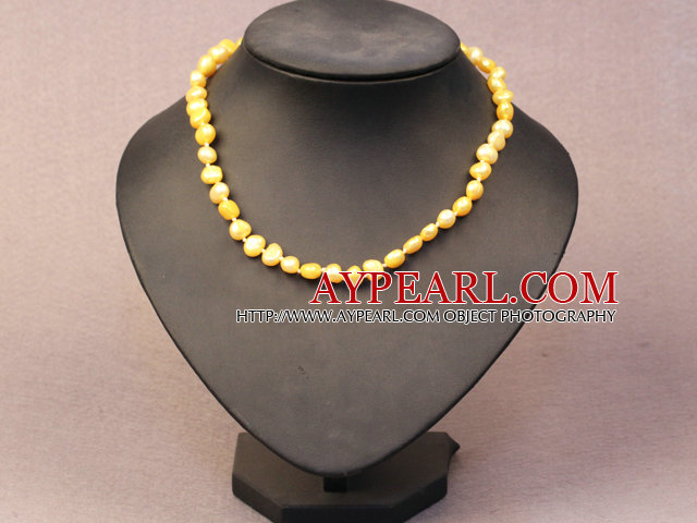 Einfache Trendy Stil Natur Helle gelbe Kartoffel-Perlen-Halskette
