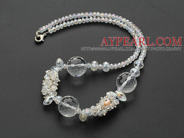 Assorti Blanc Série clair collier en cristal avec mousqueton