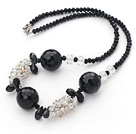 Wholesale Assorted Black Series Black Crystal and Black Agate Necklace with Lobster Clasp