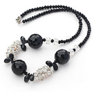 Assorted Black Series Black Crystal and Black Agate Necklace with Lobster Clasp