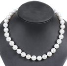 Simple Pretty White Round Seashell Beads Choker Necklace With Rhinestone Clasp
