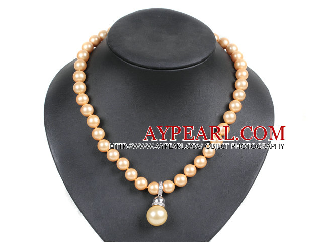 Graceful Gelber Seashell Perlen Herz Anhänger Halskette mit Knebelverschluss