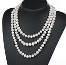 Long Style 10-11mm White Pearl γλυκού νερού Beaded κολιέ με κόμπους