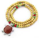 Wholesale New Design Round Dyed Yellow Turquoise Beaded Necklace with Beautiful Turtle Pendant