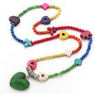 Wholesale Long Style Assorted Dyed Multi Color Turquoise Necklace with Heart Shape Pendant