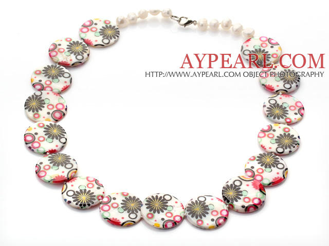 5 Pieces Multi Color Painted Shell Necklace with Lobster Clasp