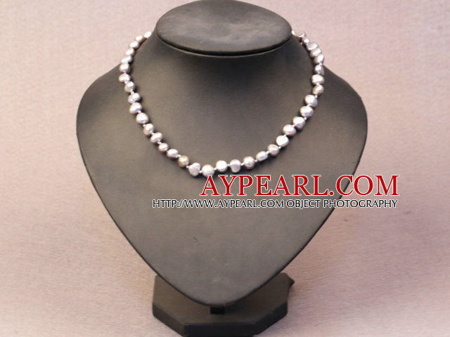 Enkelt trendy stil Natural Gray Potato Pearl Necklace