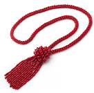 2013 Summer New Design Red Coral Y Shape Tassel Necklace with Coral Flower