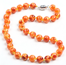 Multi Color Hand-Painted Round Agate Beaded Necklace (Random Color)