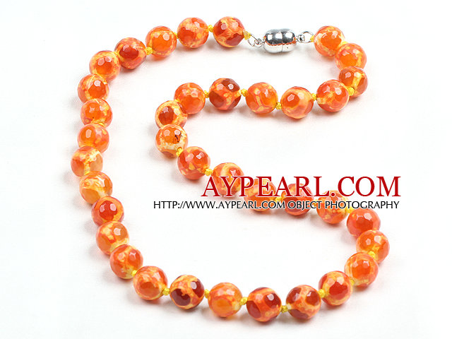 Multi Color Hand-Painted Round Agate Beaded Necklace (Random Color)