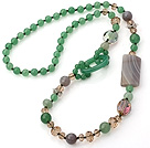 Série vertes assorties Aventurine multi de forme et collier en cristal