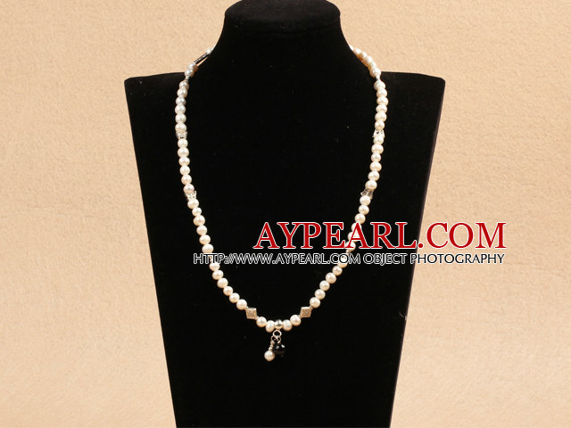 Trendy Simple Natural White Freshwater Pearl Stretch Necklace (Also can Be Bracelet)