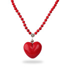 Wholesale Classic Design Round Dyed Red Turquoise Necklace with Heart Shape Pendant