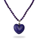 Classic Design Round Dyed Purple Turquoise Necklace with Heart Shape Pendant