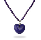 Conception classique ronde teinte violet collier turquoise avec pendentif en forme de coeur