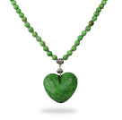 Classic Design Round Dyed Green Turquoise Necklace with Heart Shape Pendant