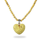 Wholesale Classic Design Round Dyed Yellow Turquoise Necklace with Heart Shape Pendant