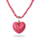 Wholesale Classic Design Round Dyed Pink Turquoise Necklace with Heart Shape Pendant