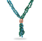 Assorti Bleu et Vert Turquoise Chips collier de forme Y