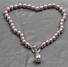 Klassiker 10mm Mörk rosa Seashell hängande halsband (Pendant kan tas bort)