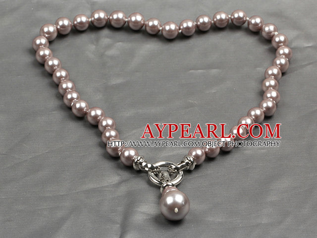 Collier pendentif classique 10Mm Dark Pink Seashell (pendentif peut être retiré)