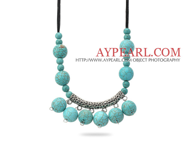 Nouveau design burst collier turquoise avec le Tibet Argent Accessoire Tube