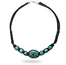 Simple Design Collier en cuir Vert Turquoise Cuir Noir