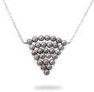Мода Стиль серебристо-серый цвет пресной воды Жемчужное ожерелье обернутая с металлической цепью