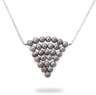 Wholesale Fashion Style Silver Gray Color Freshwater Pearl Wrapped Pendant Necklace with Metal Chain