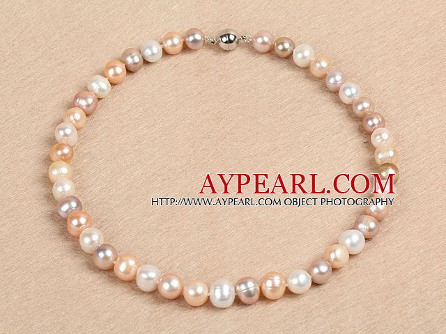 Лучший комплимент Мать Изящный 10-11mm природный Гладкий белый и розовый Перл партии ожерелье
