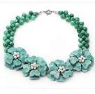 2013 Summer New Design Green Malaysia Jade and Green Turquoise Flower Party Necklace